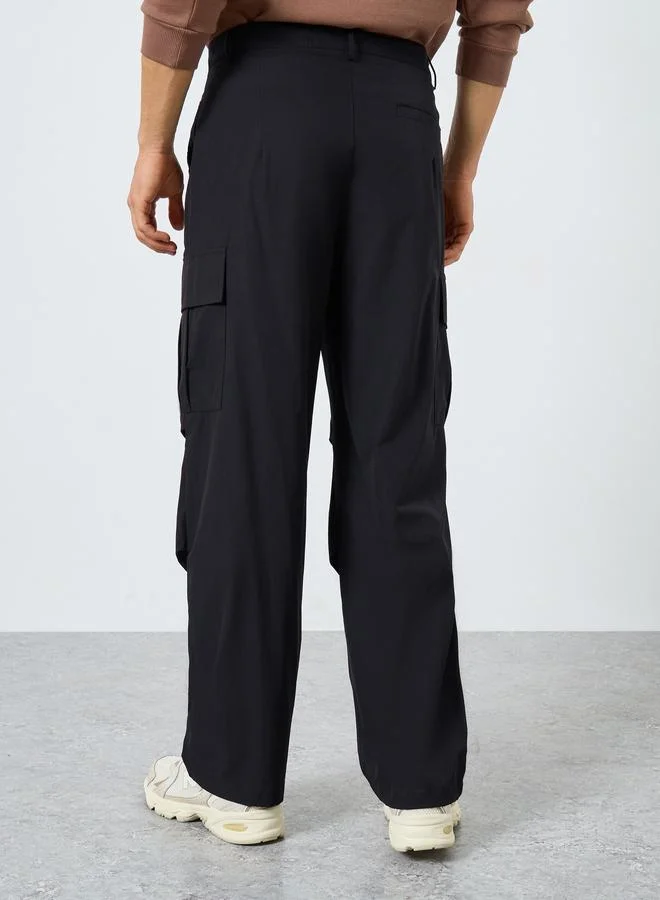 Styli Black Men Oversized Straight Leg Streetwear Cargo Pants for Men | Best Price UAE